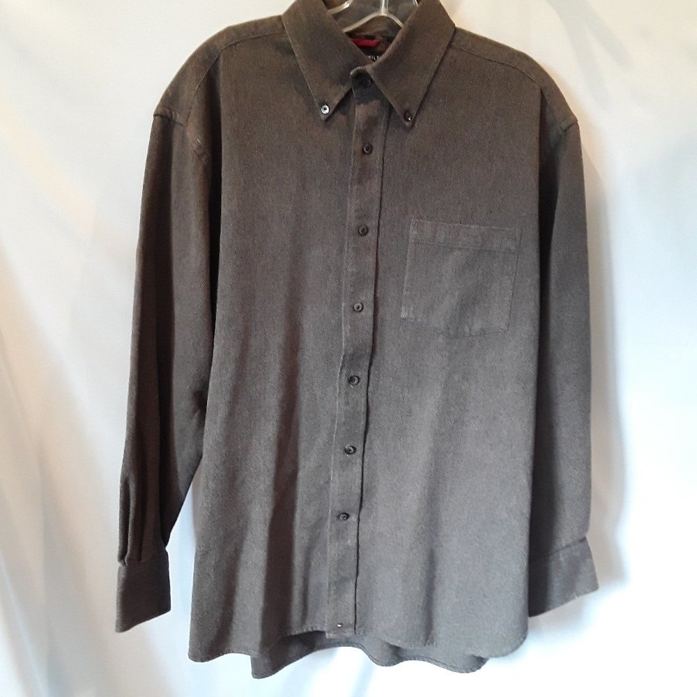 NWOT Tommy Hilfiger brown herringbone shirt